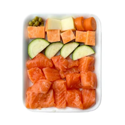 FIDELIS Lachs mit Süßkartoffel, Erbsen und Zucchini (500g) gefroren FIDELIS Lachs mit Süßkartoffel, Erbsen und Zucchini (500g) gefroren