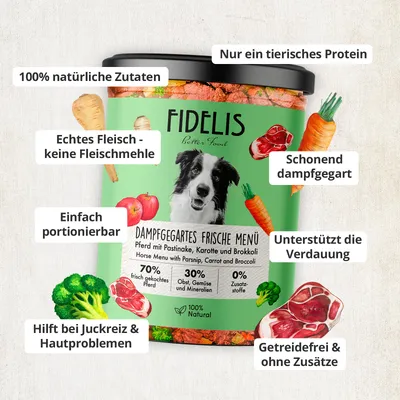 FIDELIS Pferd mit Pastinake, Karotte und Brokkoli (500g) gefroren FIDELIS Pferd mit Pastinake, Karotte und Brokkoli (500g) gefroren