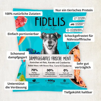 FIDELIS Kaninchen mit Reis, Karotte und Cranberries (400g) gefroren