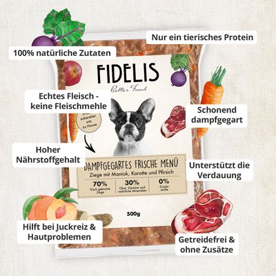 FIDELIS Ziege mit Maniok, Karotten und Pfirsich (500g) gefroren