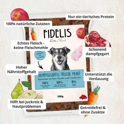 FIDELIS Kaninchen mit Reis, Karotte und Cranberries (500g) gefroren