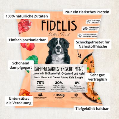 FIDELIS Lamm mit Süßkartoffel, Grünkohl und Apfel (400g) gefroren