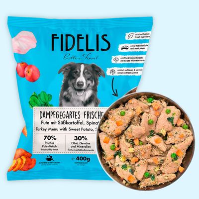 FIDELIS Pute mit Süßkartoffel, Spinat und Apfel (400g) gefroren