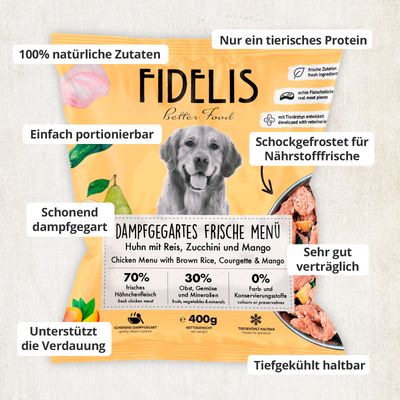 FIDELIS Huhn mit Reis, Zucchini und Mango (400g) gefroren