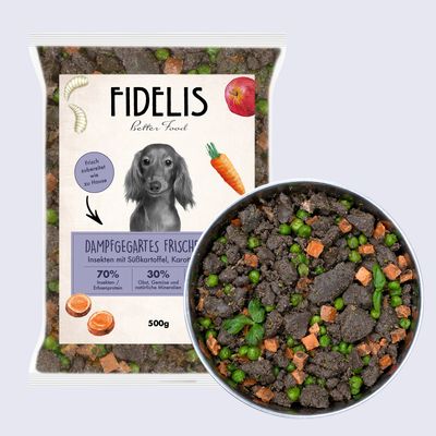 FIDELIS Insekten mit Süßkartoffel, Karotte und Apfel (500g) gefroren