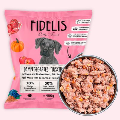 FIDELIS Schwein mit Kürbis, Karotte und Blaubeeren (400g) gefroren