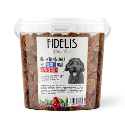 FIDELIS Hähnchenburger mit Blaubeeren und Kranbeeren (800g - Eimer)