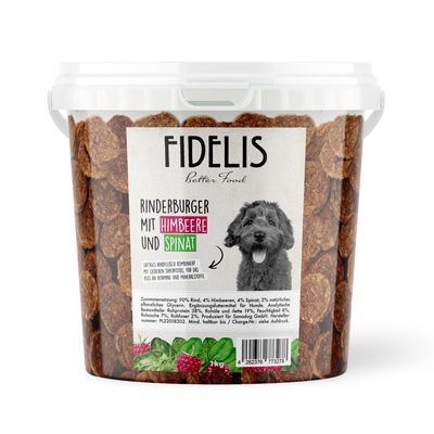 FIDELIS Rinderburger mit Himbeeren und Spinat (1kg-Eimer)