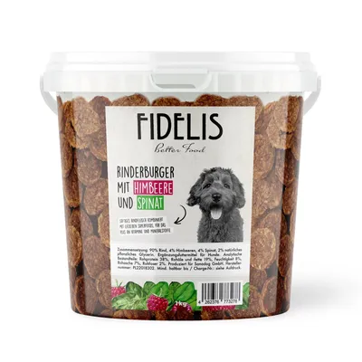 FIDELIS Rinderburger mit Himbeeren und Spinat (1kg-Eimer)