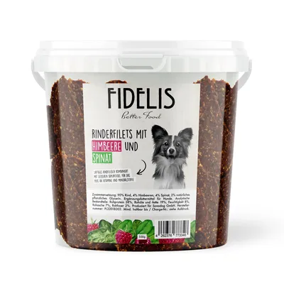 FIDELIS Rinderfilets mit Himbeeren und Spinat (500g-Eimer) FIDELIS Rinderfilets mit Himbeeren und Spinat (500g-Eimer)