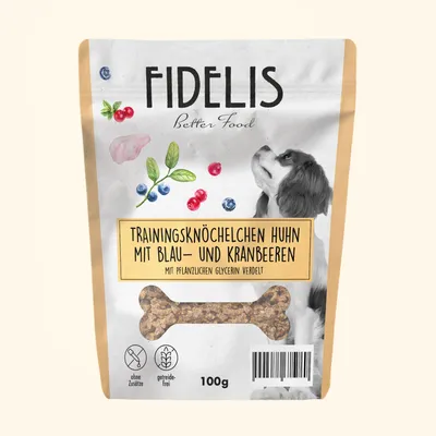 FIDELIS Trainingsknöchelchen Huhn mit Blaubeeren und Kranbeeren (100g)