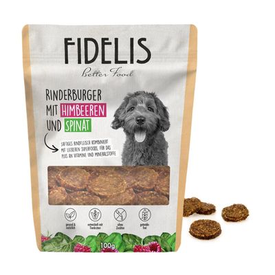 FIDELIS Rinderburger mit Himbeeeren und Spinat (100g)