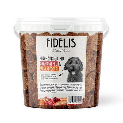 FIDELIS Putenburger mit Granatapfel und Süßkartoffel (1kg-Eimer)