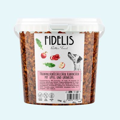 FIDELIS Trainingsknöchelchen Kaninchen mit Apfel und Grünkohl (1kg-Eimer)