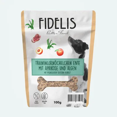 FIDELIS Trainingsknöchelchen Ente mit Alge und Aprikose (100g)