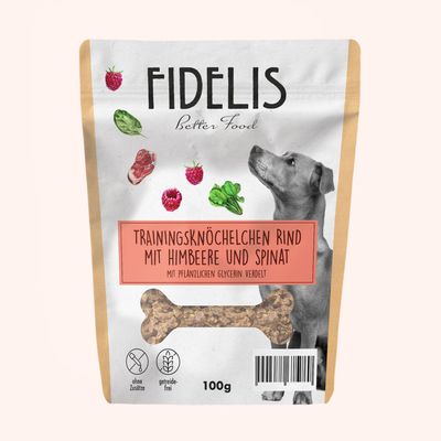 FIDELIS Trainingsknöchelchen Rind mit Himbeeeren und Spinat (100g)