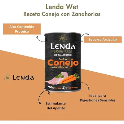 Lenda Paté para Perros Conejo con Zanahorias Sin Cereales