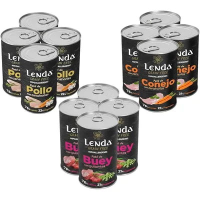 Lenda Paté para Perros Pack Degustación Pollo, Conejo y Buey