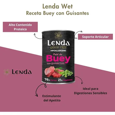 Lenda Paté para Perros Buey con Guisantes Sin Cereales