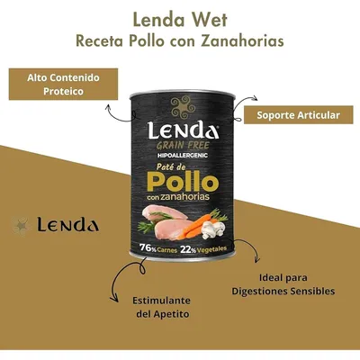 Lenda Paté para Perros Pollo con Zanahorias Sin Cereales Lenda Paté para Perros Pollo con Zanahorias Sin Cereales