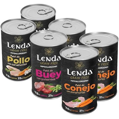 Lenda Paté para Perros Pack Degustación Pollo, Conejo y Buey