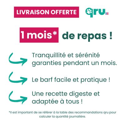 QRU - Repas BARF chien – Pack poulet 1 mois