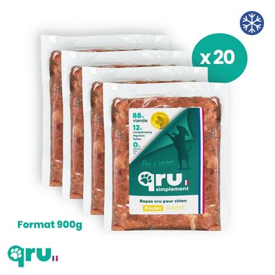 QRU - Repas BARF chien – Pack poulet 1 mois