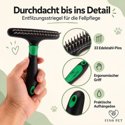 FinoPet 3er Entfilzungsset Entfilzungsstriegel als Hundebürste/Katzenbürste