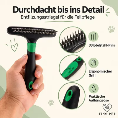 FinoPet 3er Entfilzungsset Entfilzungsstriegel als Hundebürste/Katzenbürste