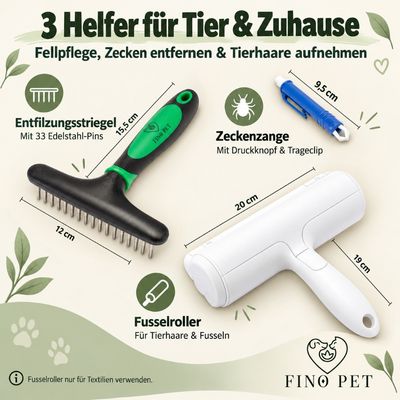 FinoPet 3er Entfilzungsset Entfilzungsstriegel als Hundebürste/Katzenbürste