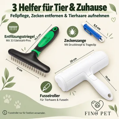 FinoPet 3er Entfilzungsset Entfilzungsstriegel als Hundebürste/Katzenbürste