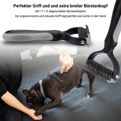 3er Set Hundebürste Katzenbürste XL Fusselrolle und Zeckenzange