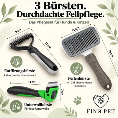 3er Set mit verschiedenen Hundebürste Katzenbürste