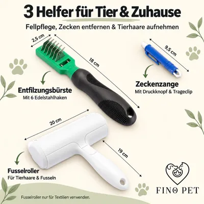 FinoPet 3er Entfilzungs-Set Entfilzungsbürste als Hundebürste/Katzenbürste