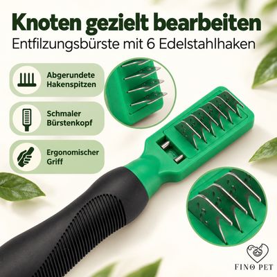 FinoPet 3er Entfilzungs-Set Entfilzungsbürste als Hundebürste/Katzenbürste