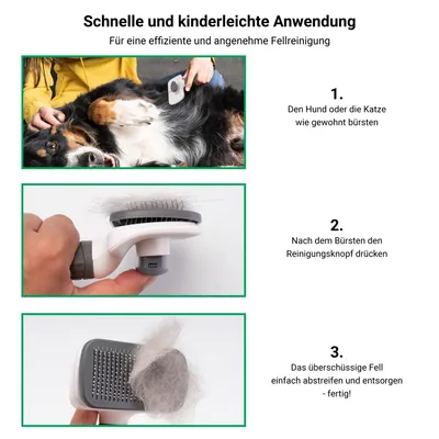 3er Set Hundebürste Katzenbürste XL Fusselrolle und Zeckenzange
