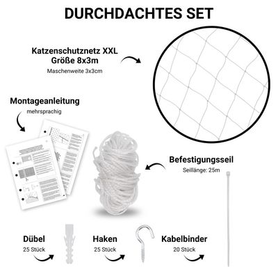 FinoPet Katzennetz transparent für Balkon