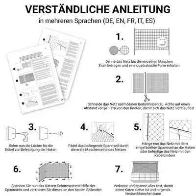 FinoPet Katzennetz transparent für Balkon
