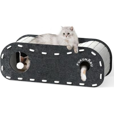 HausPets Cueva Gato Extra Grande 80cm, Cama Superior + Guarida 4 Agujeros