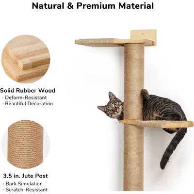 HausPets Árbol Gato Pared 205cm, Giratorio 360°, Altura Ajustable, Yute HausPets Árbol Gato Pared 205cm, Giratorio 360°, Altura Ajustable, Yute