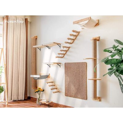 HausPets Estante Flotante Gato 39,7x25,4cm, Rascador Sisal, Hevea