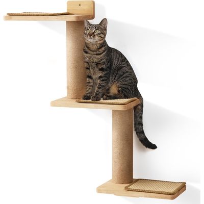 HausPets Escalera Pared Gato Reversible, Rascador Yute Sisal, Madera Caucho