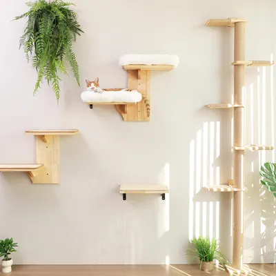 HausPets Estante Pared Gato 2 Plataformas, Percha Madera Hevea HausPets Estante Pared Gato 2 Plataformas, Percha Madera Hevea