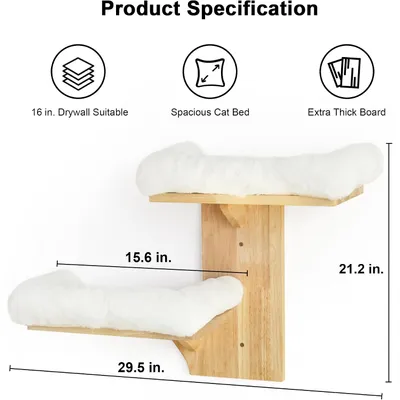 HausPets Estante Pared Gato 2 Plataformas, Percha Madera Hevea HausPets Estante Pared Gato 2 Plataformas, Percha Madera Hevea