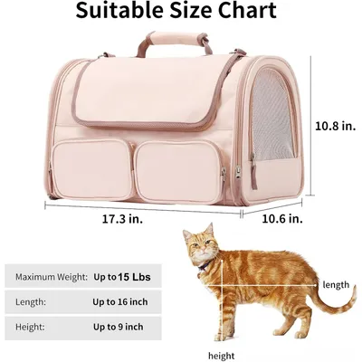 HausPets Bolsa Transporte Gato 44x30x29cm, 4 Ventanas Malla, Viaje Aéreo HausPets Bolsa Transporte Gato 44x30x29cm, 4 Ventanas Malla, Viaje Aéreo