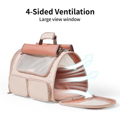 HausPets Bolsa Transporte Gato 44x30x29cm, 4 Ventanas Malla, Viaje Aéreo
