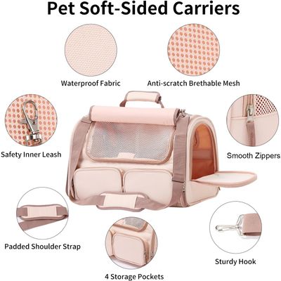 HausPets Bolsa Transporte Gato 44x30x29cm, 4 Ventanas Malla, Viaje Aéreo