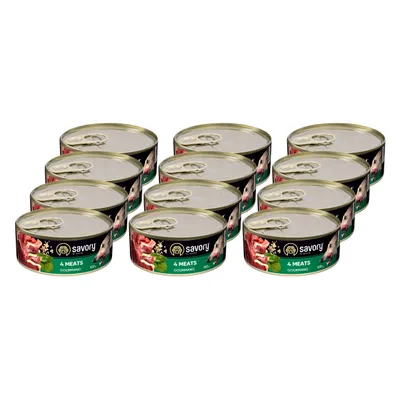 Savory Nassfutter für Hunde mit vier Fleischsorten