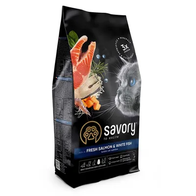 Savory Trockenfutter für Katzen mit Lachs & Weißfisch Savory Trockenfutter für Katzen mit Lachs & Weißfisch