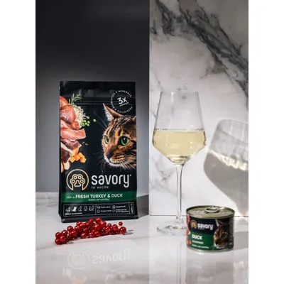 Savory Trockenfutter für Katzen mit Pute & Ente